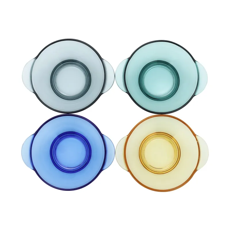 2CUP,17OZ, 480ML Stained High Borosilicate Glass Bowl with Handle