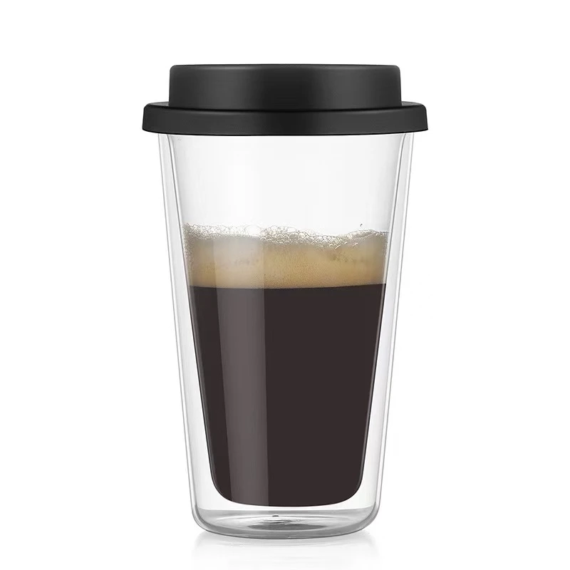 Double Wall Glass Tumbler With a Sip Lid 350ml