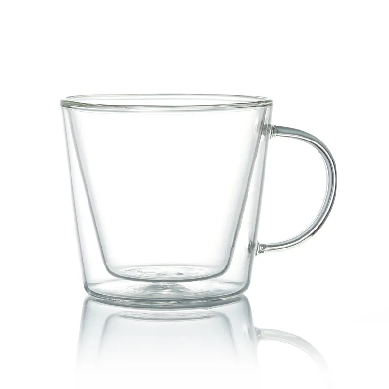 High Borosilicate Double Wall Glass Coffee Juice with Handle 250ml