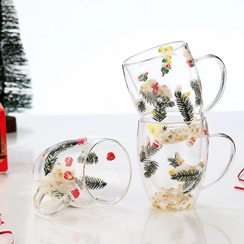 Double Wall Glass Coffee Cups with Handle