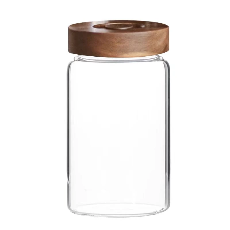 Glass Storage Jar with Acacia Vacuum Vented Cover