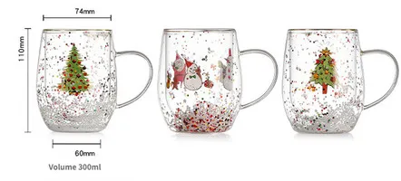 Double Wall Glass Coffee Cups with Handle