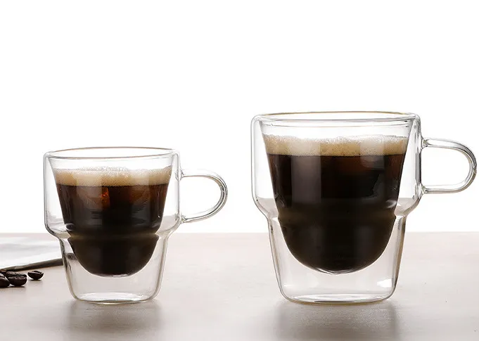 Christmas Doubel Wall Glass Mug with Handle