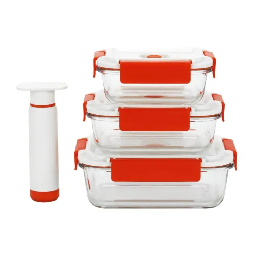 Airtight Glass Containers with Plastic Lids for Food Storage