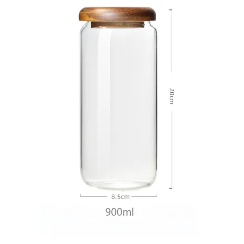 Glass Storage Jar with Wooden Lid